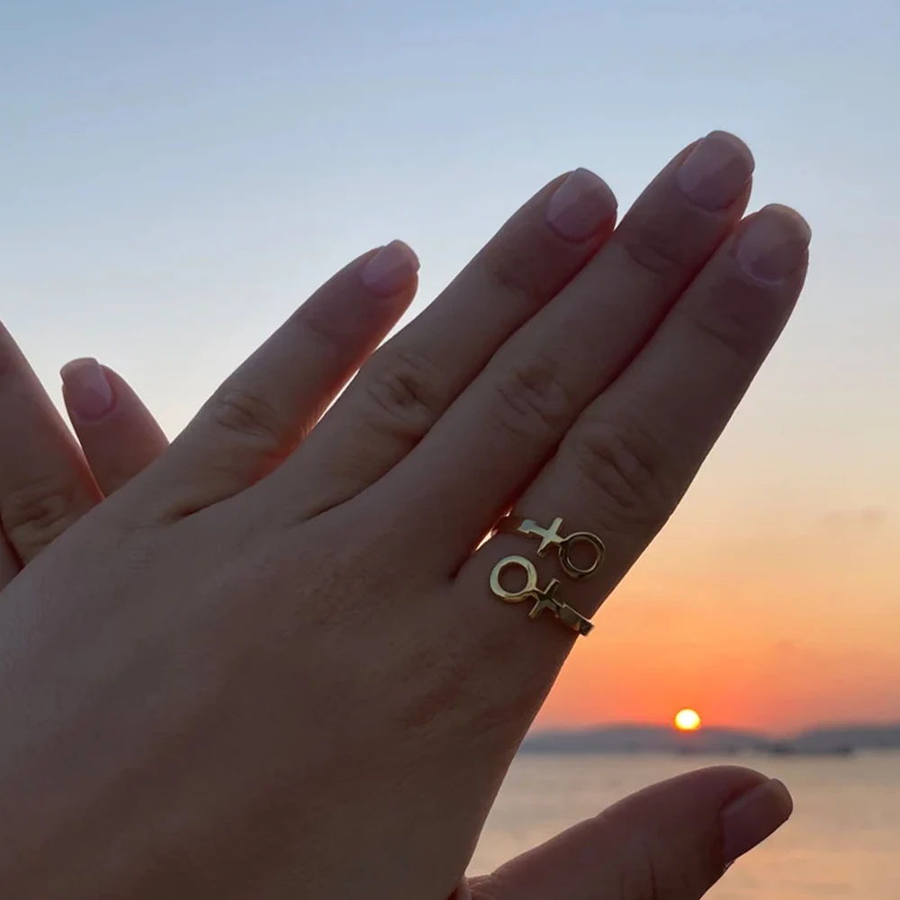 Stainless Steel Ring Lesbian Ring Venus Symbol Lesbian Feminist Jewelry Elegant Female Ring Female Lesbian Pride Jewelry
