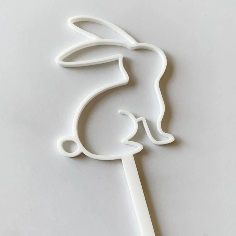 Creative Acrylic Rabbit Happy Easter Cake Topper Decor for Easter Party DIY Cake Dessert Decoration Tools