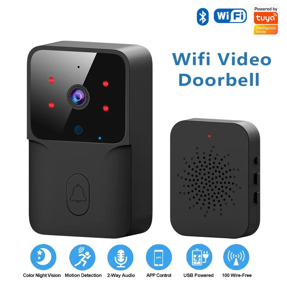 ONENUO WiFi Sonnette Maison Tuya WiFi Sans Fil Sonnette DC AC Batterie Alimenté Caméra Bell avec Ale