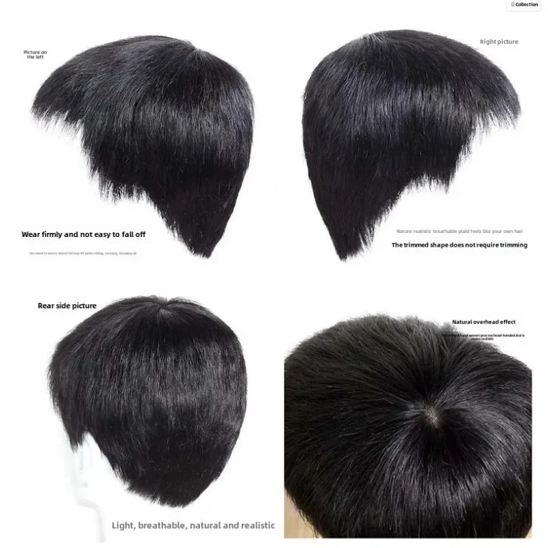 Men's Human Hair Fake Swiss Lace Men's Wig Hair Durable Men's Capillary Prosthetics Handmade Indian Hairpin Replacement System