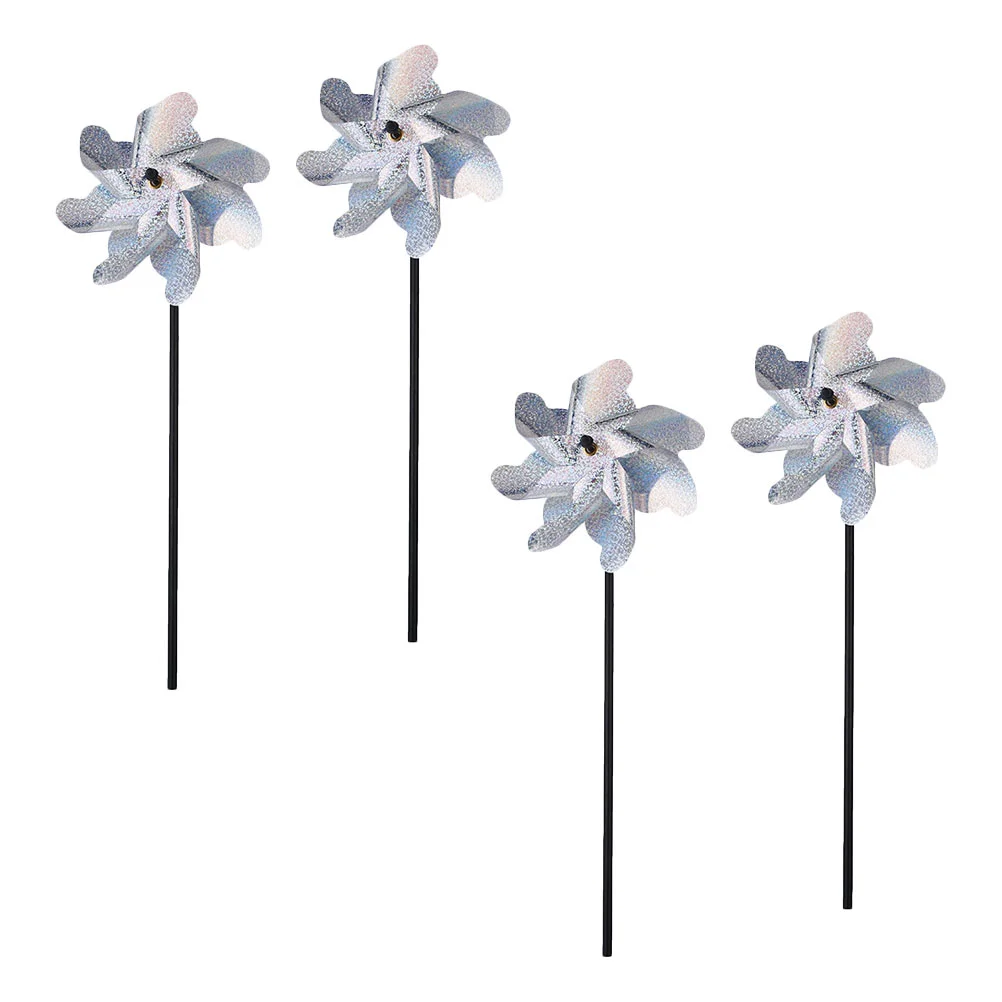 4 Pcs PET Glass Fiber Rod Bird Repelling Lawn Decor Reflective Windmill Holiday Props Outdoor Multi Purpose Yard