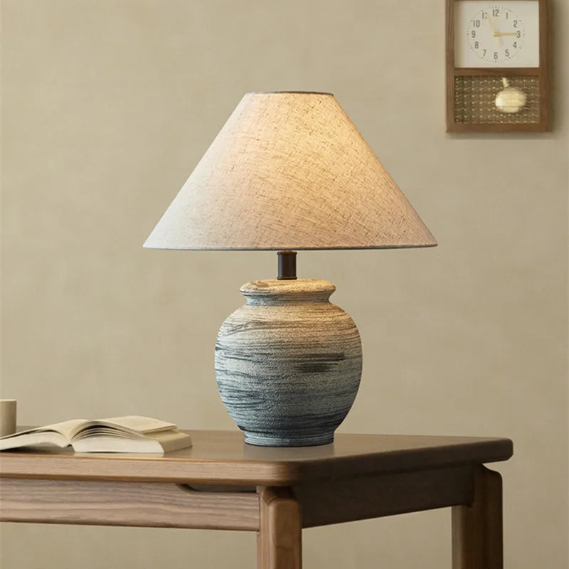 Upsala Ekeby Table Lamp Retro wabi sabi lighting designer Creative Minimalist ceramic lamp living room Bedroom bedside lamp