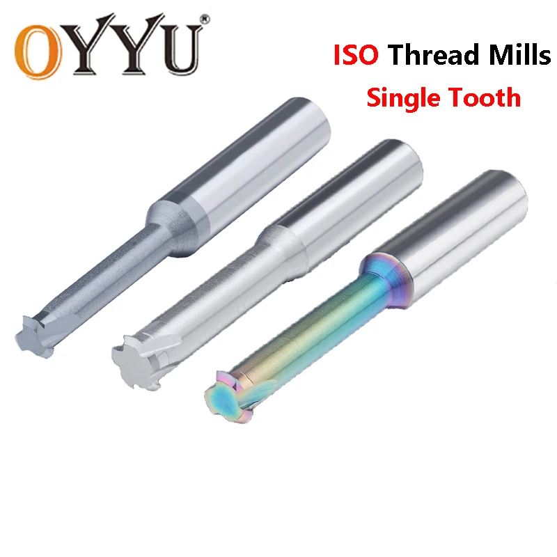 OYYU 1F Threading Milling Cutter ISO Metric Single Tooth for Aluminium M6 M8 M1 M1.2 M10 M12 Carbide Tungsten Steel M2X0.4 Mills