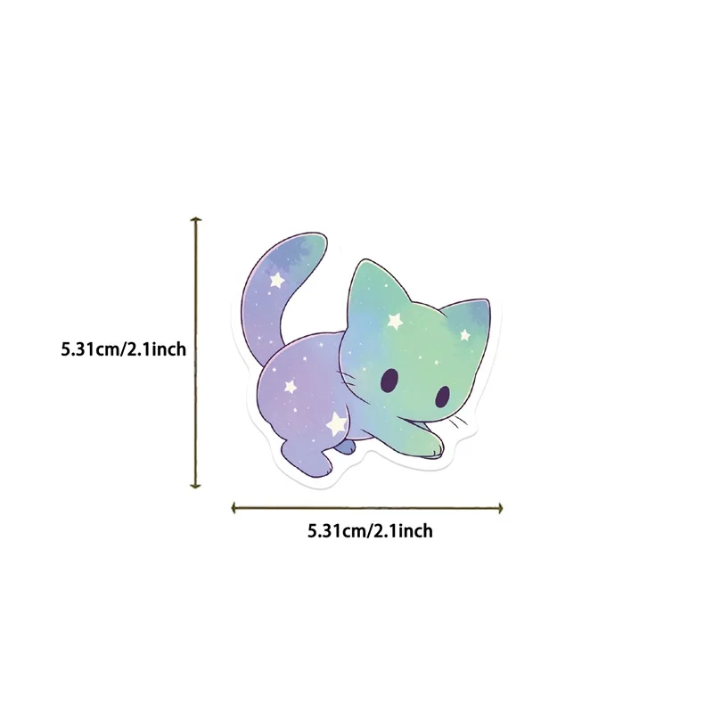 10/30/50PCS Cute Starry Sky Cat PVC Sticker Aesthetic Chidlren\'s Stationery Decoration Scrapbooking School Supplies for Kids