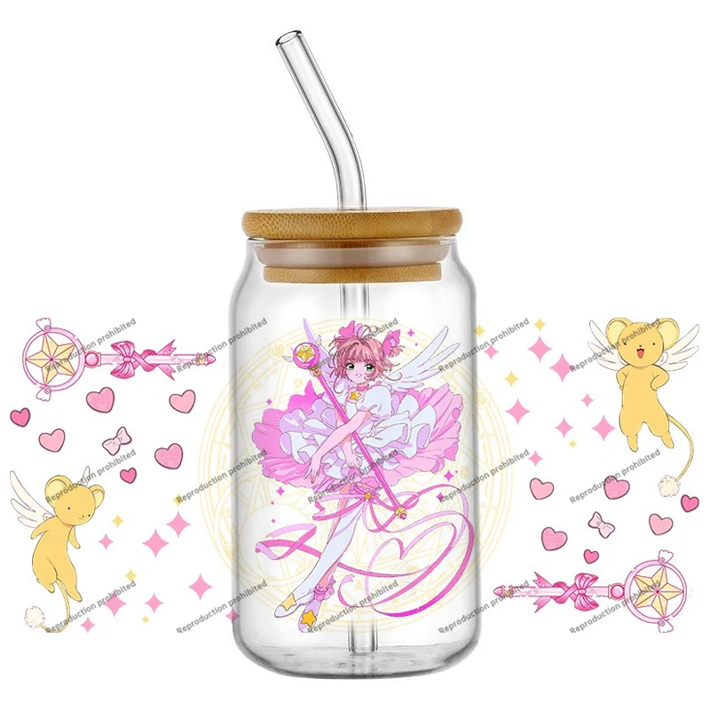 

Japanese anime Cardcaptor Sakura UV DTF Transfer Sticker Waterproof Decals For 16oz Libbey Glass Can Cup Wrap