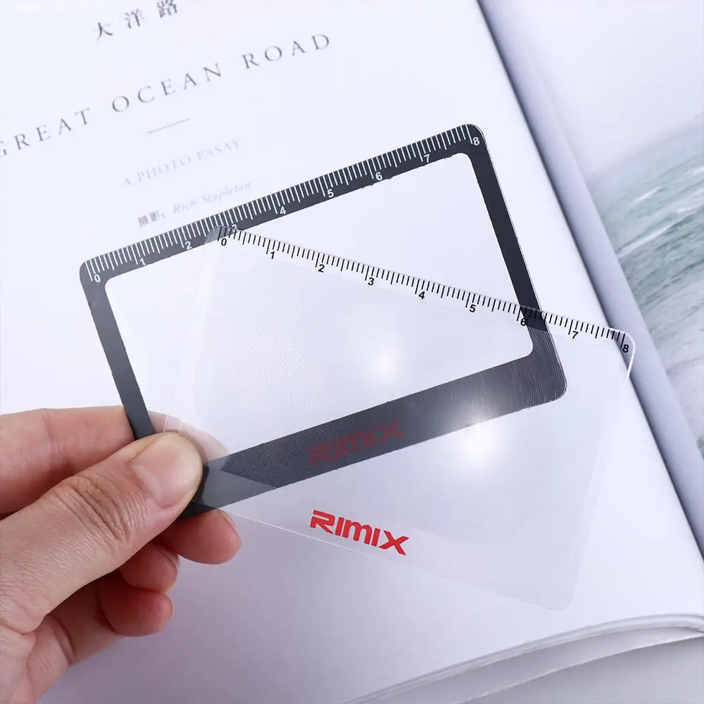 With Scale Credit Card Magnifier Hd Reading Mirror Card Magnifying Glass Outdoor Fire Magnifying Glass 3X  Fresnel Lens