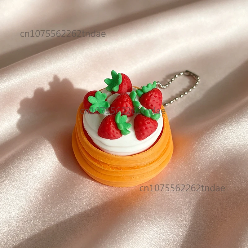 Cake Dessert Shape Keycap Clicker Keychain, 3D Printed