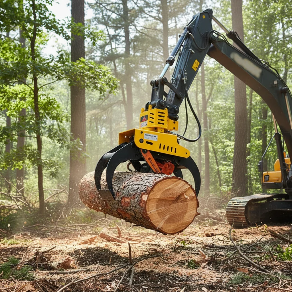 Industrial Heavy Duty 360 Degree Rotating Logging Grapple Saw Attachment for 5 10 Ton Excavator Wood Cutter Tool