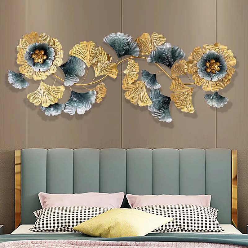 Interior Living Room Home Decor Luxury Ginkgo Biloba Sculpture Handmade Metal Wall Art