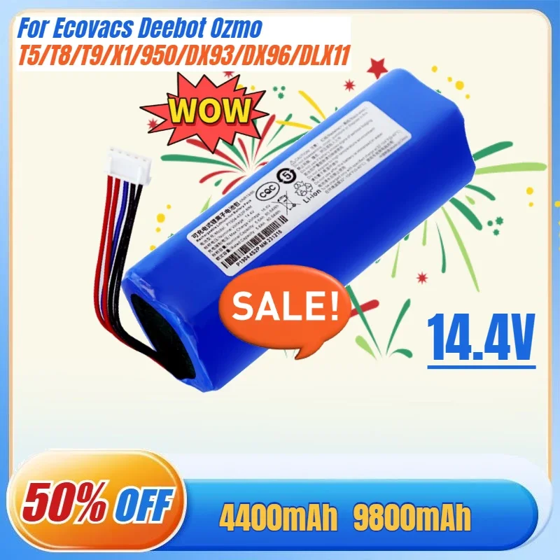 SWZY Replacement Robot Battery for Ecovacs Deebot Ozmo 950 T5 T8 T9 Aivi T10 T20 X1 Omni DLX11 DX93 DX96 DBX11 DX65 Bateria 14.4
