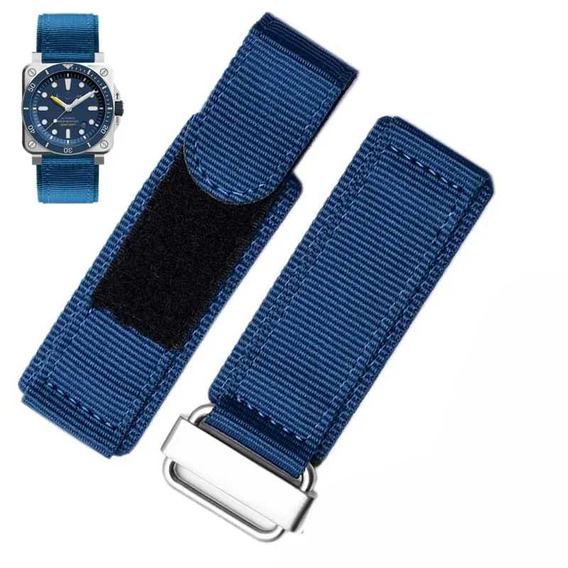 Nylon Watchband 22mm 24mm for Breitling Bell Ross BR Hook and Loop Fastener Woven Waterproof Sweatproof Watch Strap Accessories