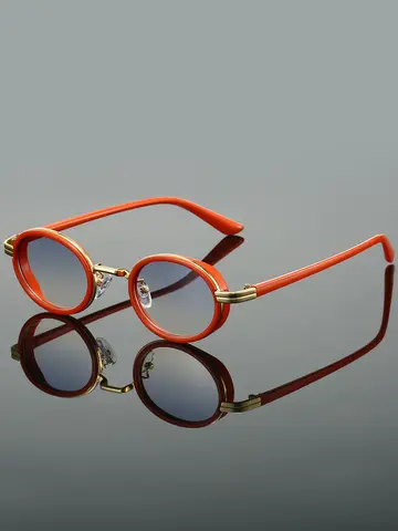 KAMMPT Vintage Punk Sunglasses 2024 New Fashion Oval Metal Gradient Sun Glasses Ins Trendy Luxury Brand Design Stylish Shades