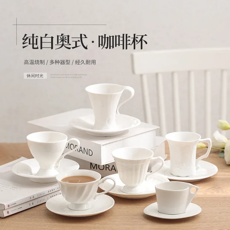 Light Luxury Coffee Cup Pure White and Elegant Coffee Cup Saucer High Value Red Tea Cup Household Ceramic Water Cups Souvenir