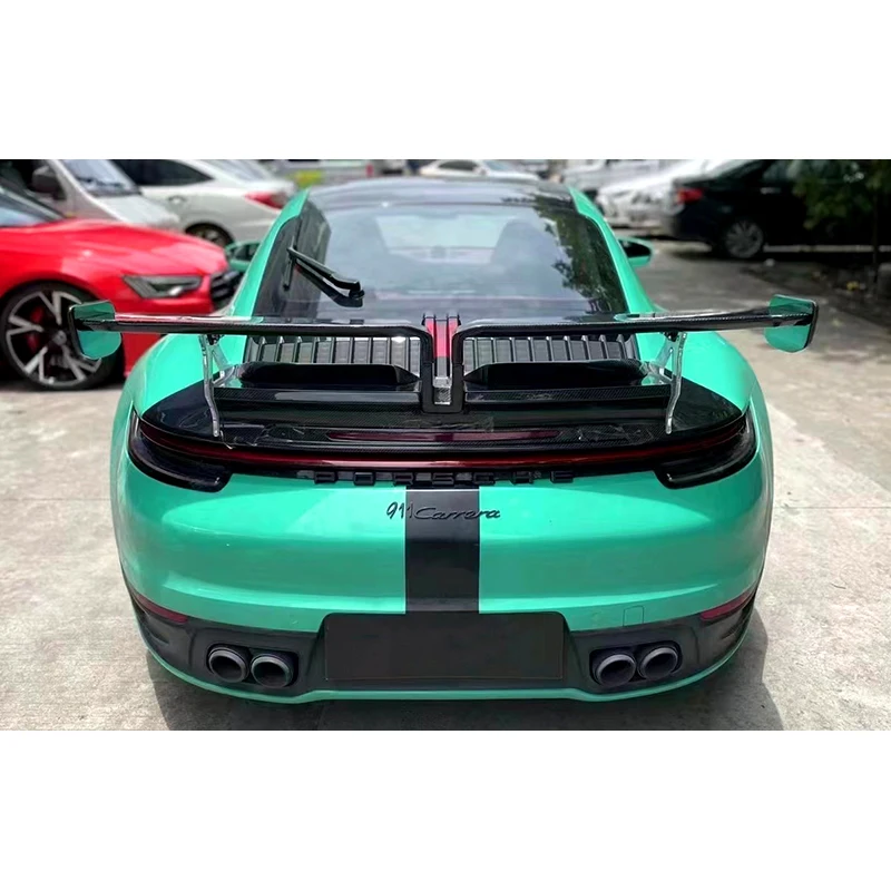 TechArt Style Carbon Fiber Car Rear Trunk Spoiler Rear Wing Tail Wing Parts for Porsche 911 992 2019-2022 Upgrade Body kit