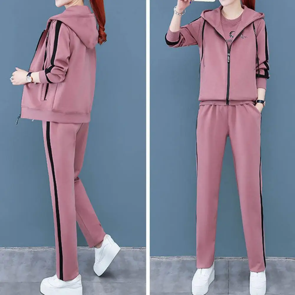 Autumn Three Piece Set Women Tracksuit Korean Style Long Sleeve Sweatshirts+Jackets+Pants Sportswear Sets ensemble jogging femme