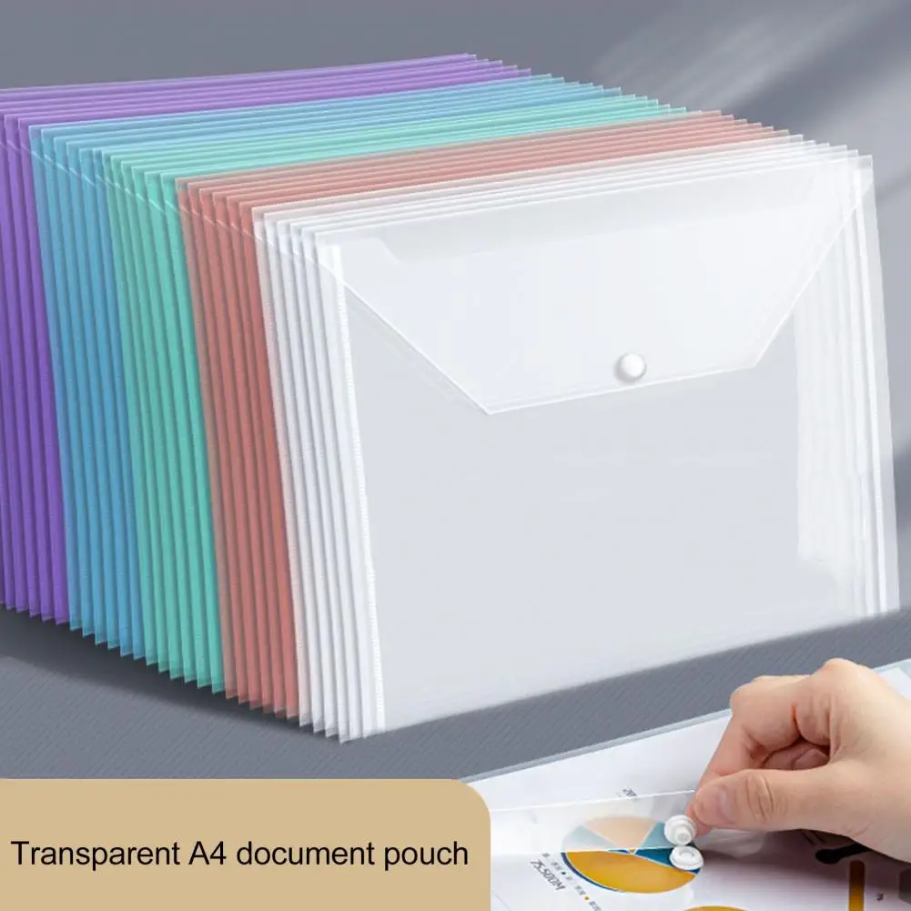 Carpeta transparente de 5 piezas para documentos, almacenamiento de clasificación de papel de prueba de tamaño A4, soportes para archivos de bolsillo, suministros escolares de oficina