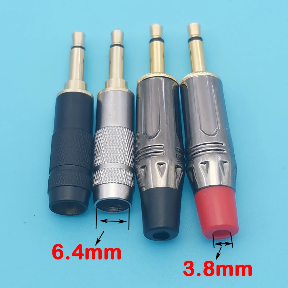 10pcs Earphone Jack 3.5 mm Audio Adapter Male Plug Mono 2 Poles Gold Plated Headphone Replace Plugs 3.5mm Stereo AUX Connectors