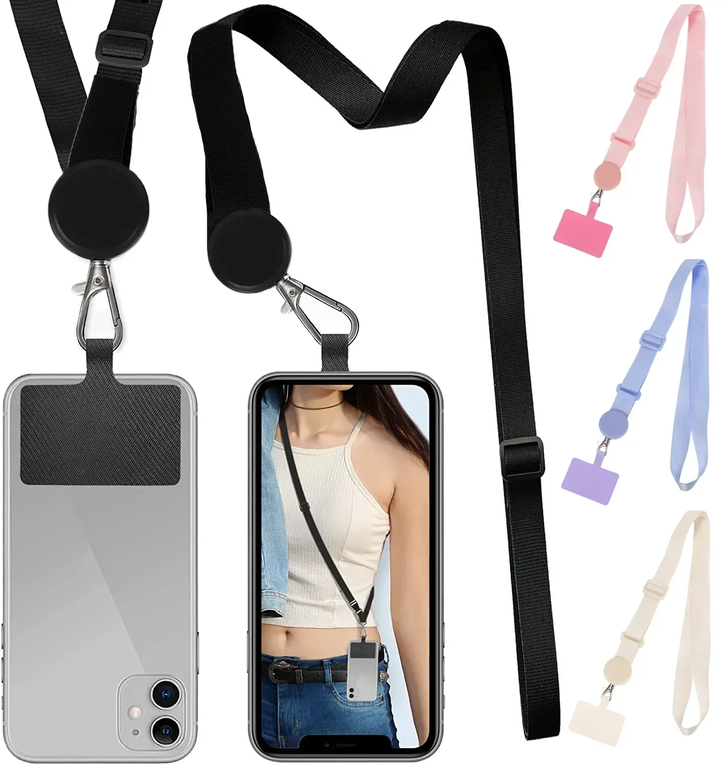 Phone Lanyard Universal Crossbody Cell Phone Lanyards Multifuctional Nylon Patch Anti Lost Adjustable Shoulder Neck Strap