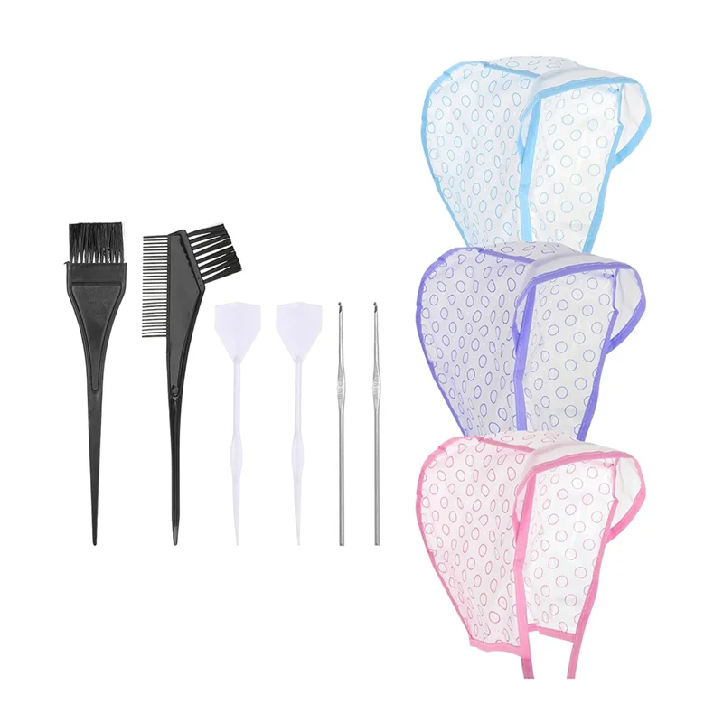 

BAAN-Bleach Cap Coloring Frosting Dye Kit, Hair Highlighting Caps, Highlighting Kit With Hooks
