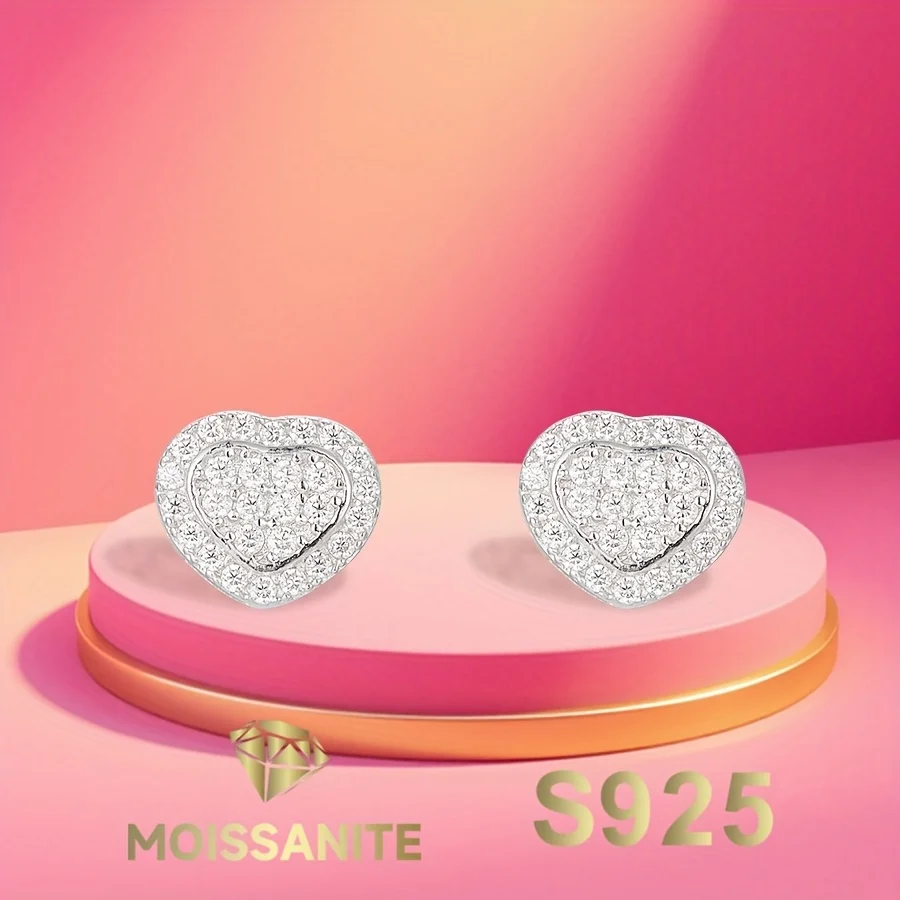 

Heart Earrings Full Moissanite Stud Earring for Women S925 Silver Earring with Gra Certificate Engagement Wedding Fashion 2025