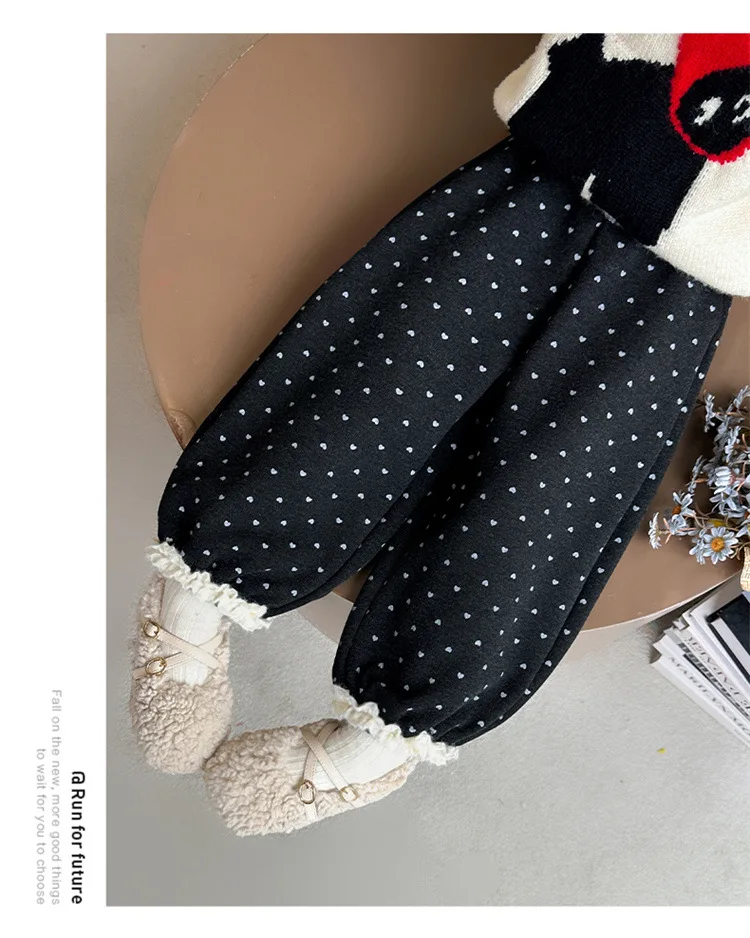 

Infant Baby Girls Harem Pant Polka Dots Thicken Warm Toddler Girls Radish Pants New Winter Loose Elastic Waist Kids Girls Pant