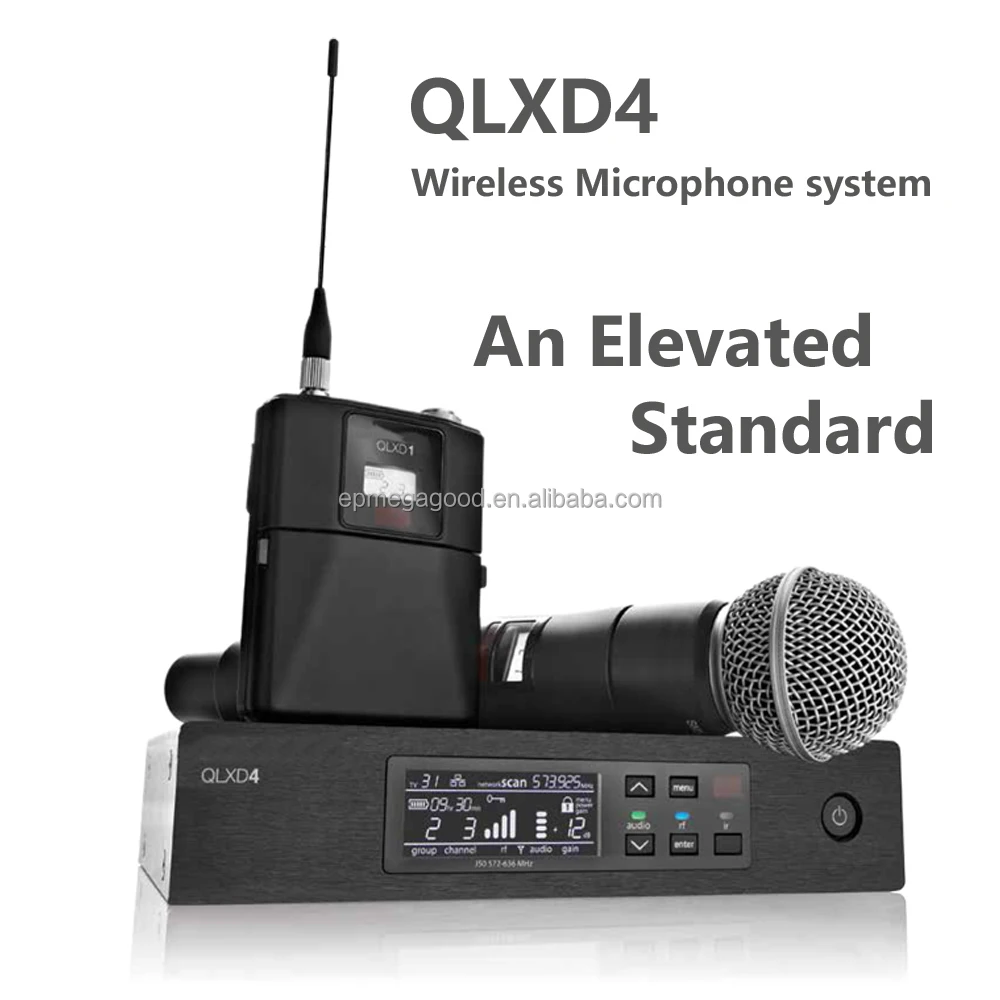 QLXD4 BETA58A Wireless microphone system UHF true diversity wireless microphone in 600~700MHz Frequency range