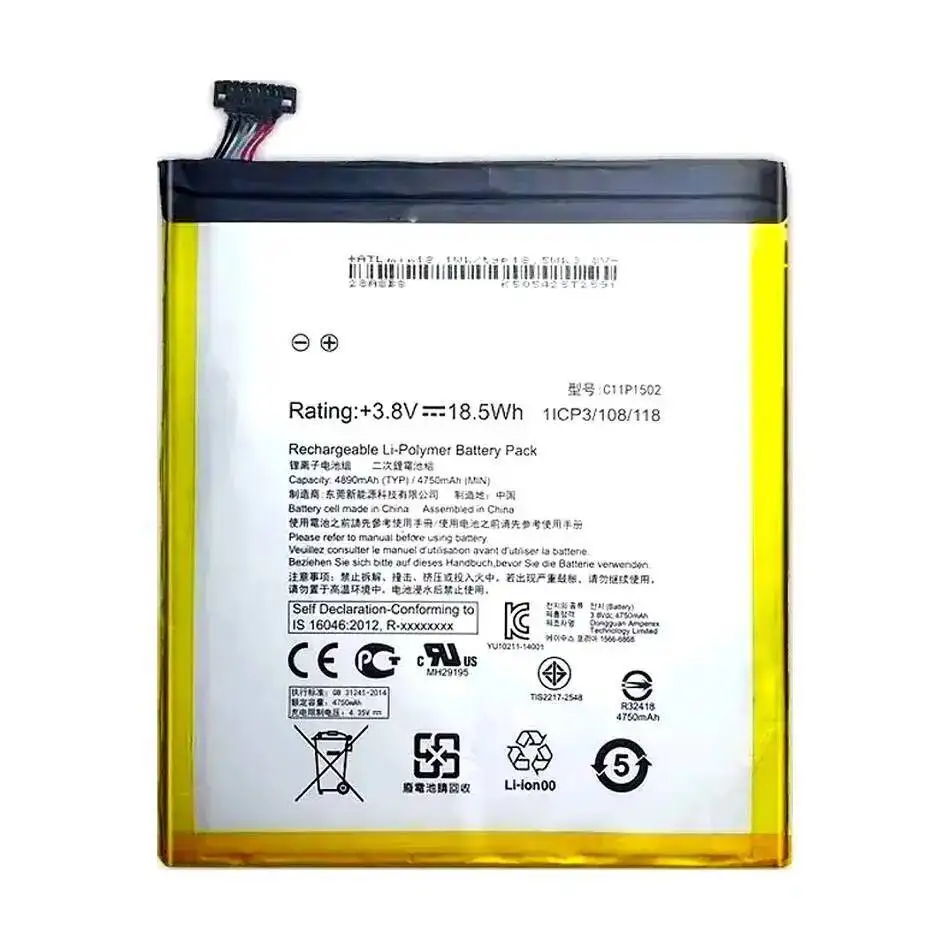 بطارية كمبيوتر لوحي بديلة موثوقة بقدرة 4890 مللي أمبير في الساعة C11P1502 لأجهزة Asus Zenpad 10 Z300C Z300CL Z300CG