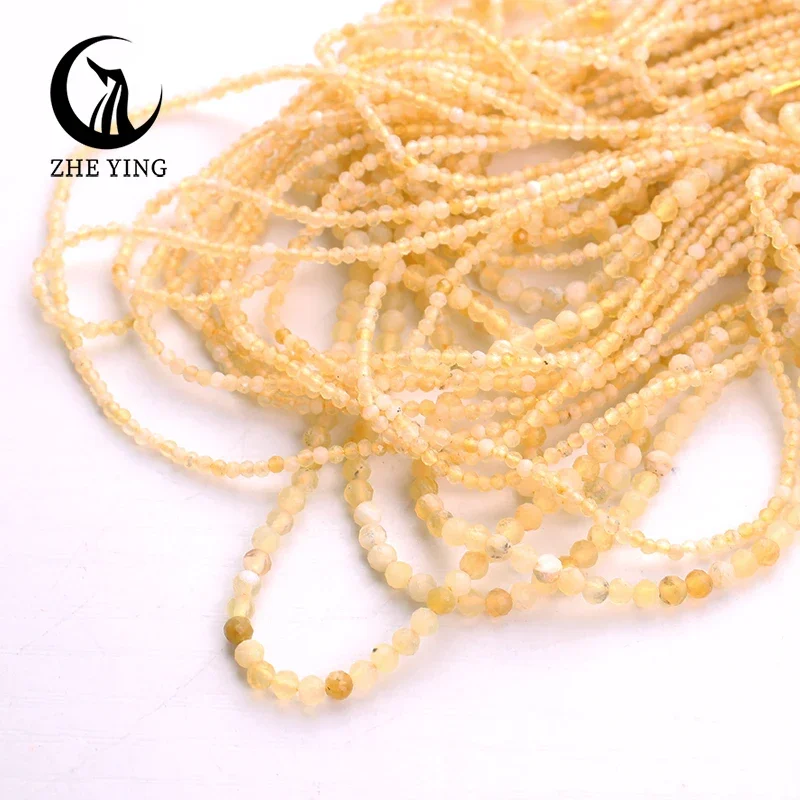 Zhe Ying Natural Yellow Opal Gemstone Beads 3mm Small Faceted Stone Beads for Bracelet Making Diy Jewelry Accessories