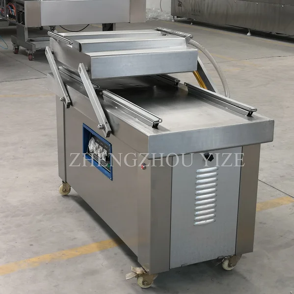 Máquina de embalagem a vácuo de barra dupla, embalagem a vácuo de carne vertical de grãos, câmara única, automática, máquina de embalagem a vácuo para arroz