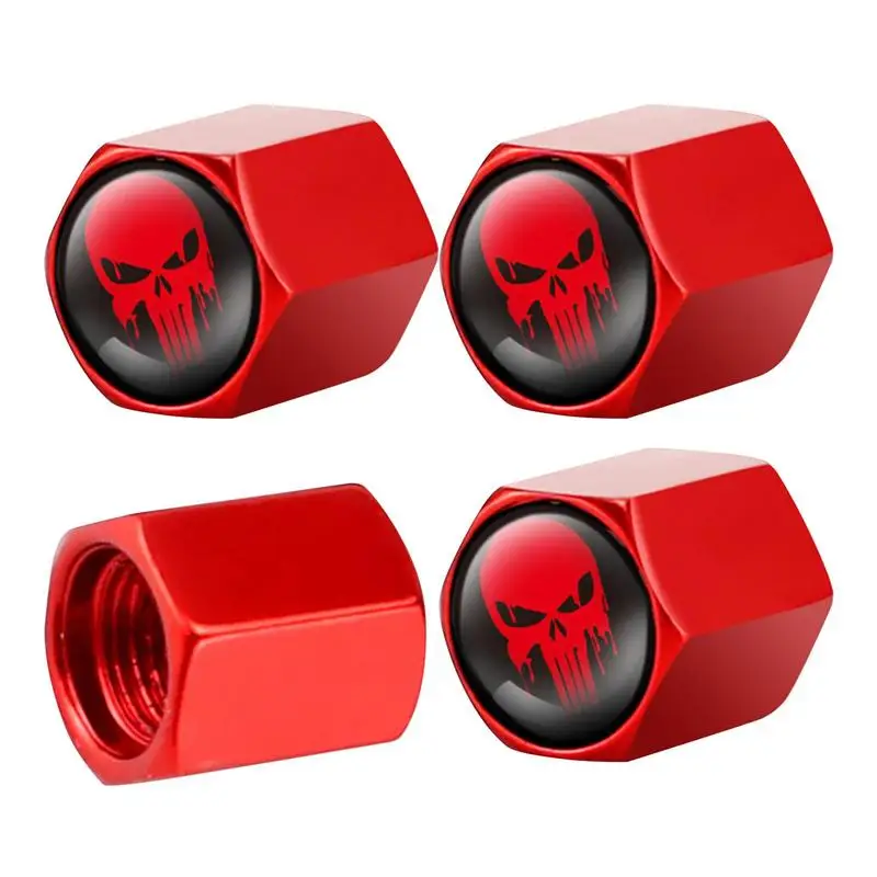 4 Pcs/Set Car Tire Valve Caps Skull Wheel Valve Caps Auto Tyre Air Valve Stem Caps Dust Cover Car Vehicles Motorcycles Styling