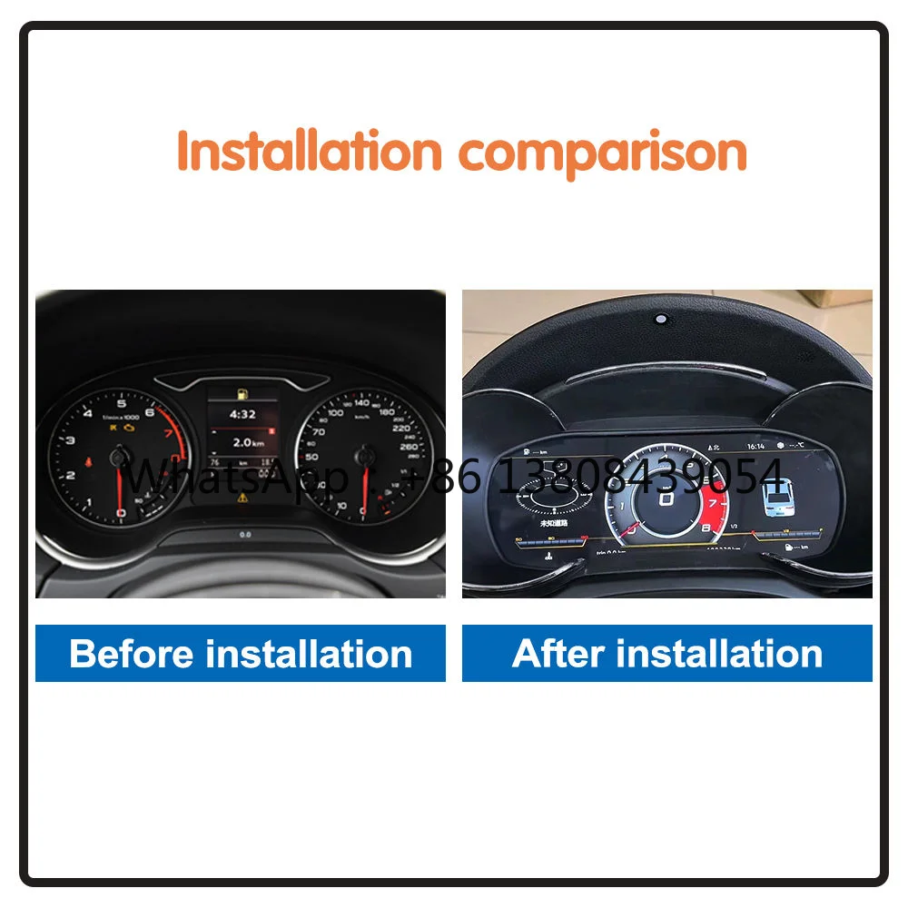 12.3 Inch Linux Speedometer Panel  LCD Dashboard Display Upgrade Instrument Digital Cluster for Audi A3 2013-2019 DVD Player