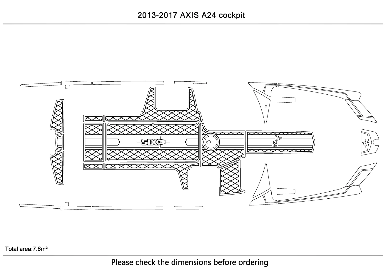 

2013-2017 Axis A24 Cockpit Swimming platform 1/4" 6mm EVA Faux Teak Decking SeaDek MarineMat Gatorstep Style Self Adhesive