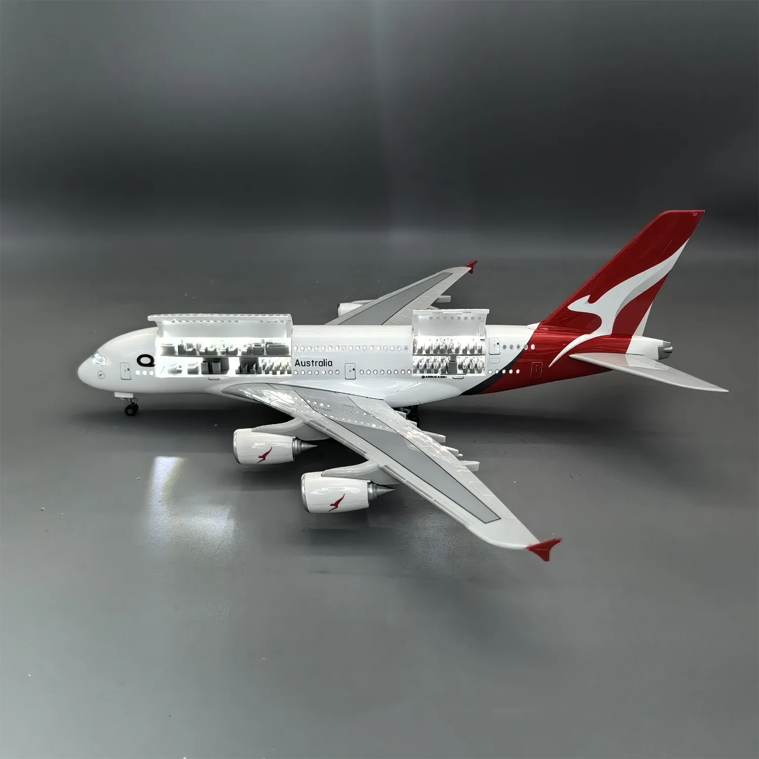 Novo Modelo de Avião A380 Escala 1:160 da Aviação Australiana com Luz LED e Porta da Cabine Abrível, Aeronave de Resina Fundida, Lembrança