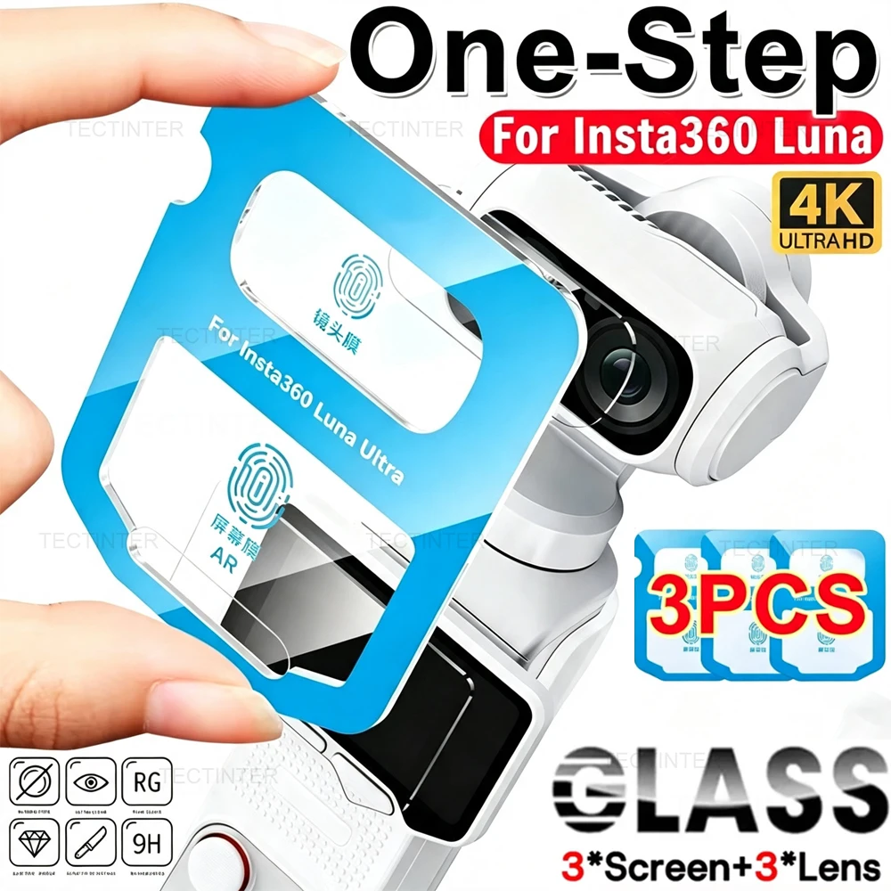 1-3PCS Camera Lens & Screen Protector for Insta360 Luna Ultra Tempered Glass Film with Easy Install Kit Action Camera Accessory