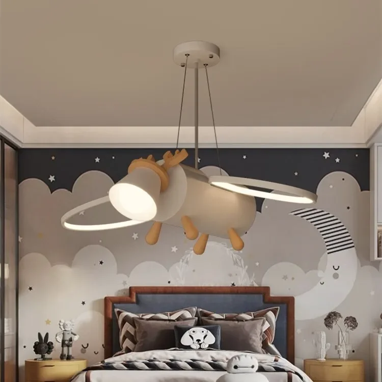 2021 new dynamic deer chandelier Nordic  creative cartoon boys and girls children's room bedroom lamps