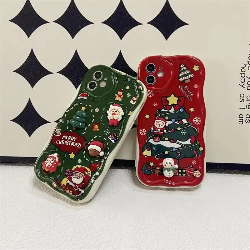 3D Santa Claus Elk Christmas Tree Case For Realme 11 12 Pro Plus 13 Pro Max Note 60 C63 C67 C65 C53 Cover Fu