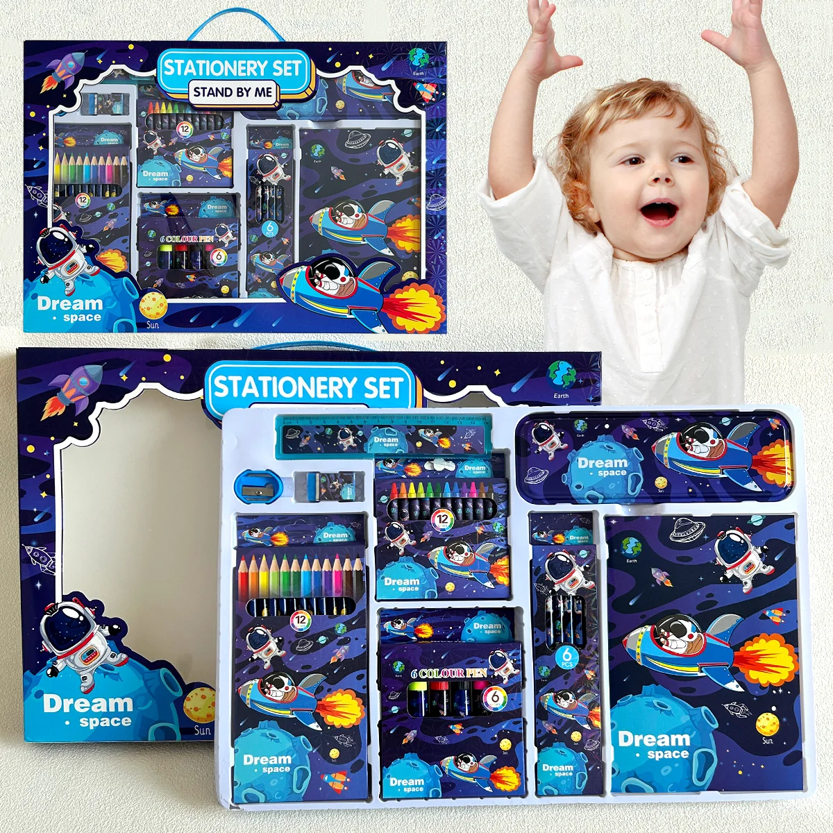 

Stationery gift box set, painting learning supplies, watercolor brushes, cartoon creativity, birthday and Christmas gifts