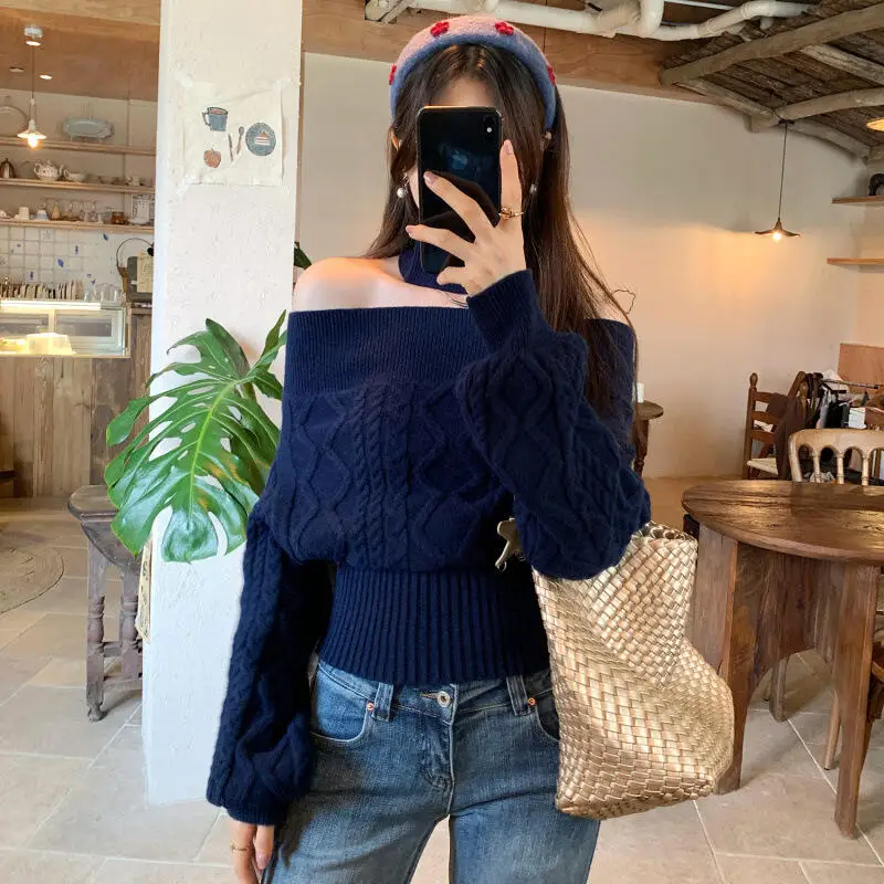 เสื้อสเวตเตอร์ไหมพรมคอวีทรงหลวมสไตล์เกาหลี รุ่นใหม่ ฤดูใบไม้ร่วง-ฤดูหนาว ปี 2025 แฟชั่นอเนกประสงค์