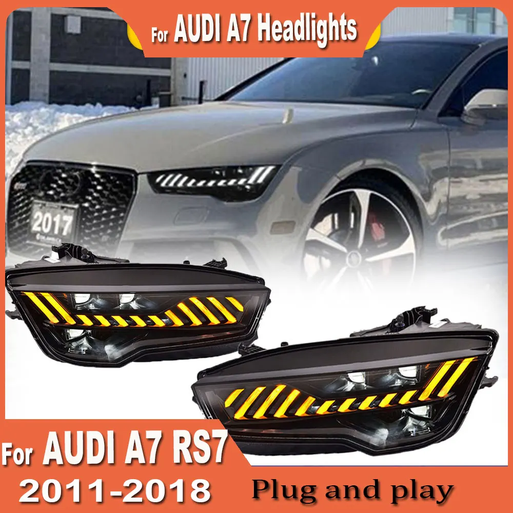 Car Headlight For Audi A7 2011 2012 2013 2014 2015 2016 2017 2018 LED RS7 Headlamp Dynamic Information Turn Signals Accessories