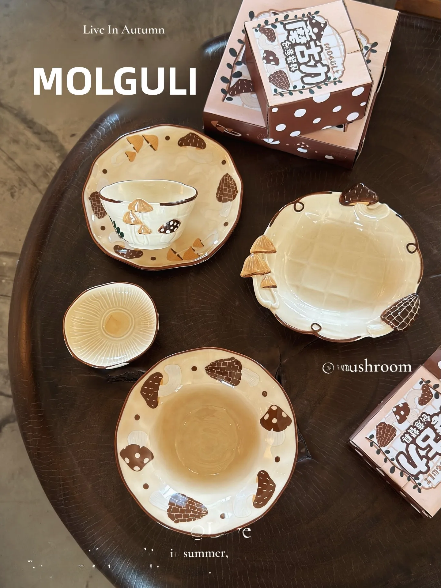 Juego de vajilla Cerc con diseño de setas, esmaltado bajo color, resistente a altas temperaturas, taza para arroz, ensalada y café para uso doméstico