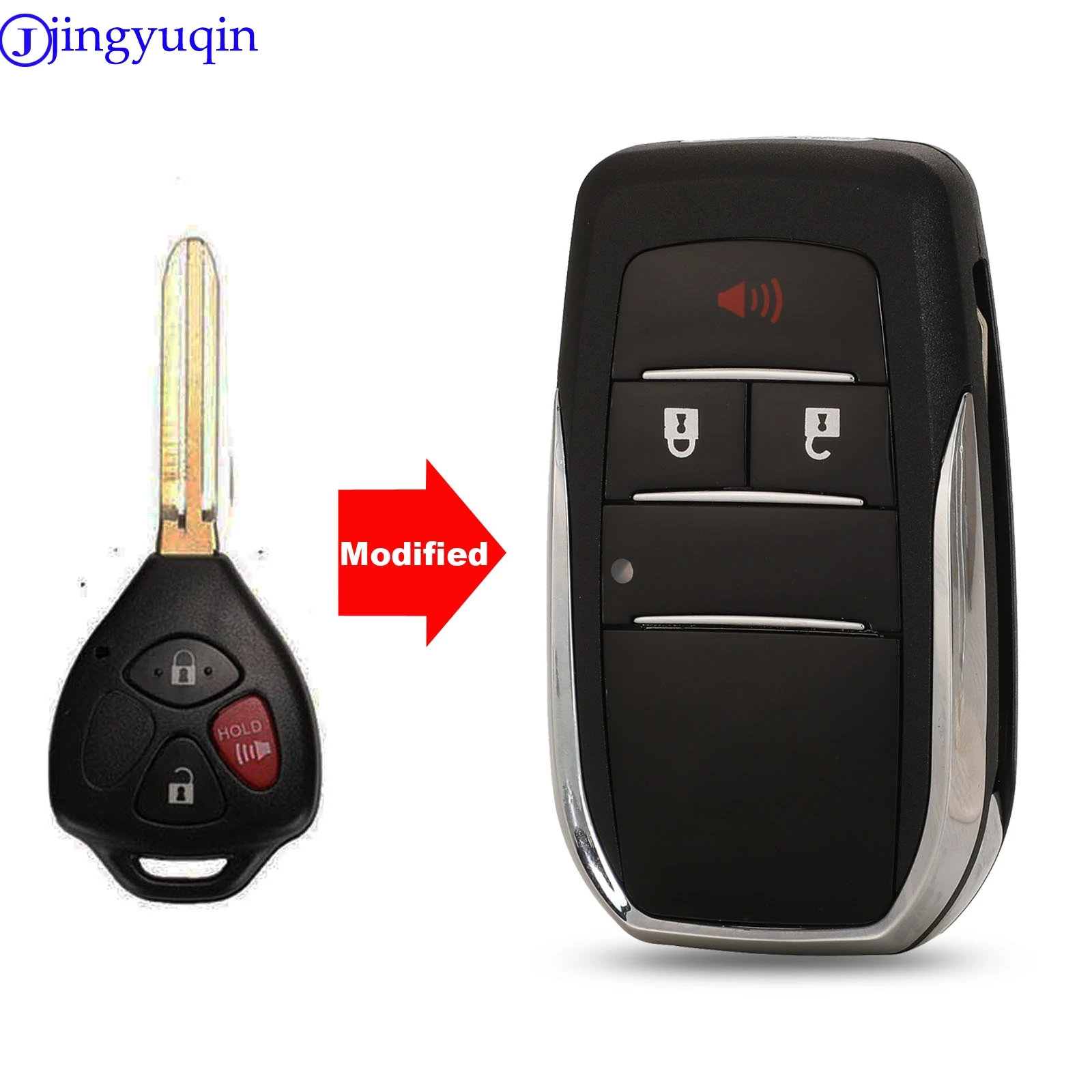 jingyuqin Modified 3 Buttons Car Key Shell Case For Toyota Corolla Yaris Prado Tarago Camry RAV4 REIZ Crown Avalon Venza