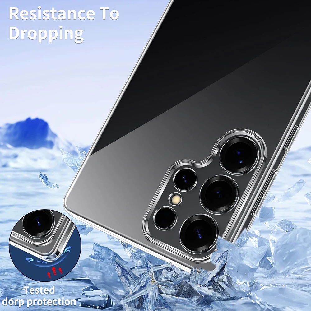 Full Camera Protection Silicone Soft Case For Samsung Galaxy S25 S24 S23 Ultra FE Plus Clear Ultra Thin Back Cover Shell S 25 24