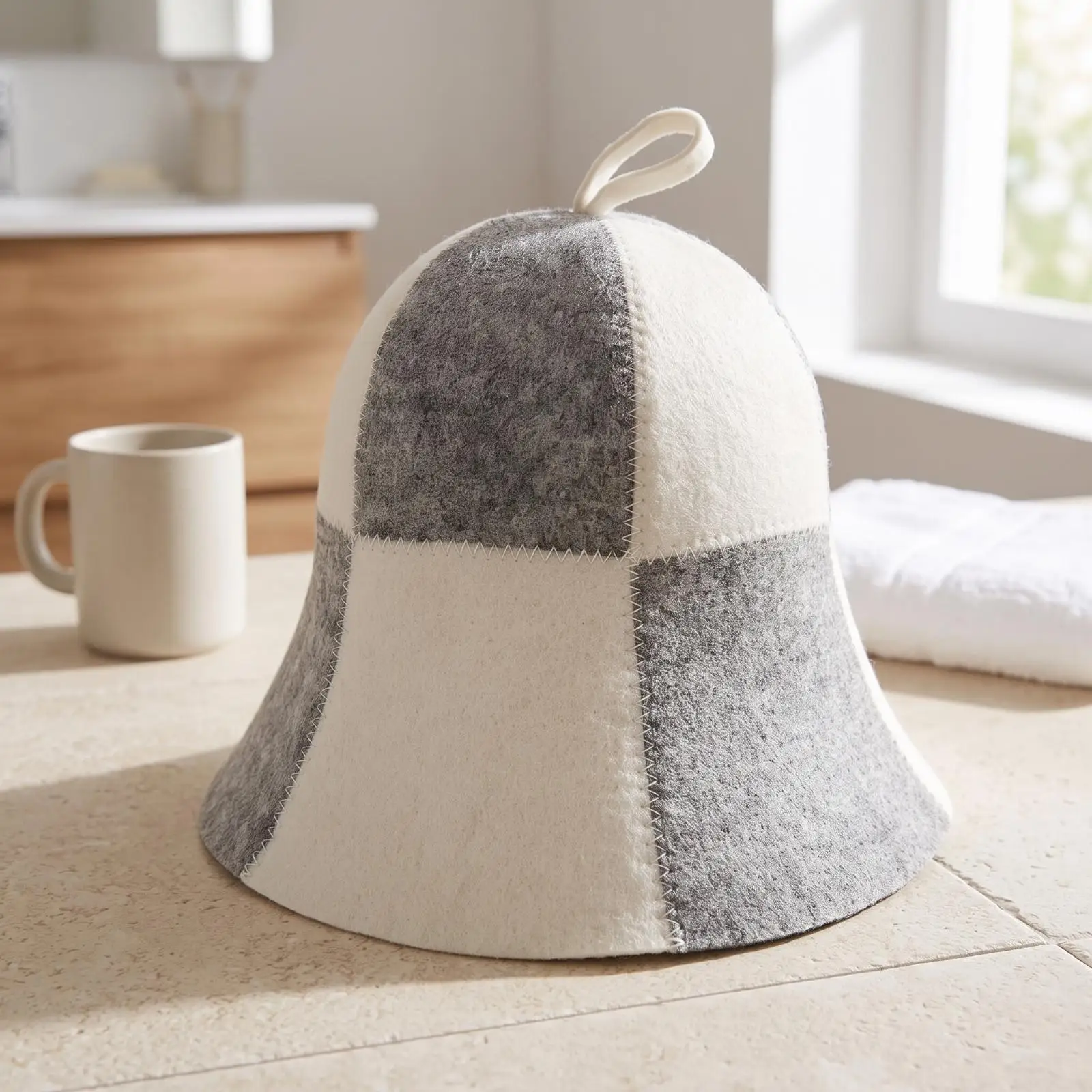 Multicolor Polyester Bathroom Sauna Hat with Loop for Steam Room Spa Head Protection