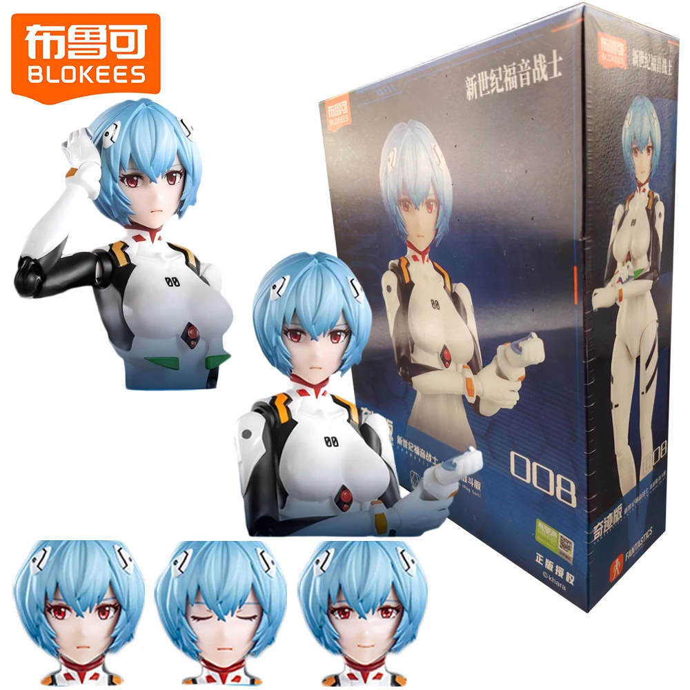 

New Genuine BLOKEES Neon Genesis Evangelion Action Figures Rei Ayanami Collectible Anime Peripheral Toy Creative Gift for Lovers