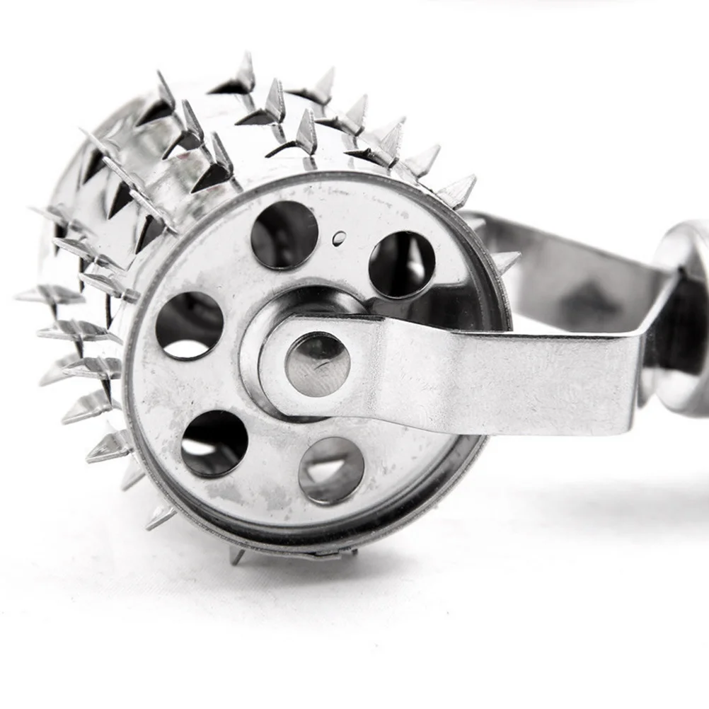 

Stainless Steel Steak Meat Tenderizer With Long Handle For Kitchen Baking Punch Tool Silver Hanging Hole Beef Meat Rolling