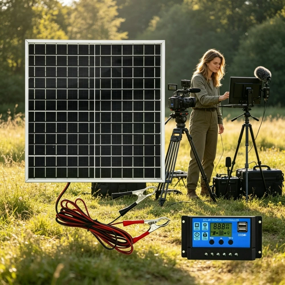 Outdoor Portable 12W 12V Monocrystalline Solar Panel Aluminum Frame Solar Controller Kit Off Grid Battery Charger for Camping RV