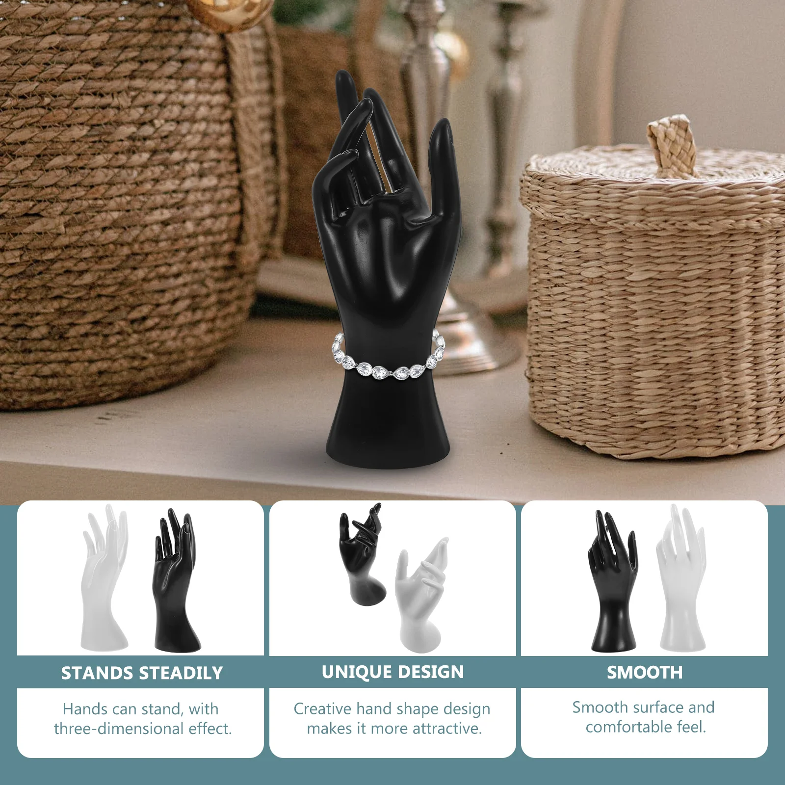 

2pcs Hand Shaped Jewelry Display Rack Resin Hand Ornament For Bracelet Ring Storage Desktop Decor Stand Household Adornment