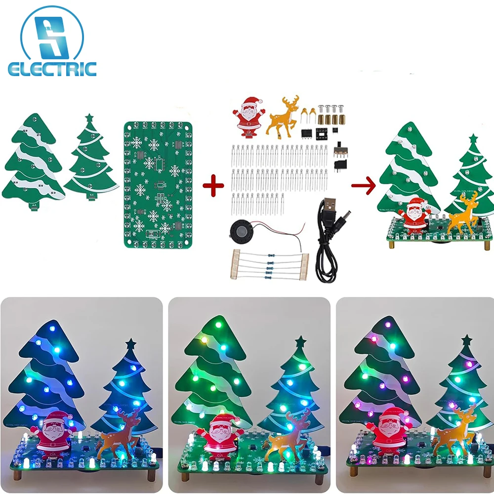 Music Christmas Tree Soldering Kit with Flashing LED Lights DIY Xmas Tree Electronics Kit STEM Soldering Project