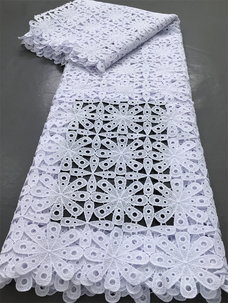 White Guipure Cord Lace Fabric High Quality 2025 African Water Soluble Fabric Lace Evening Party Dresses For Women,2.5yards 3039