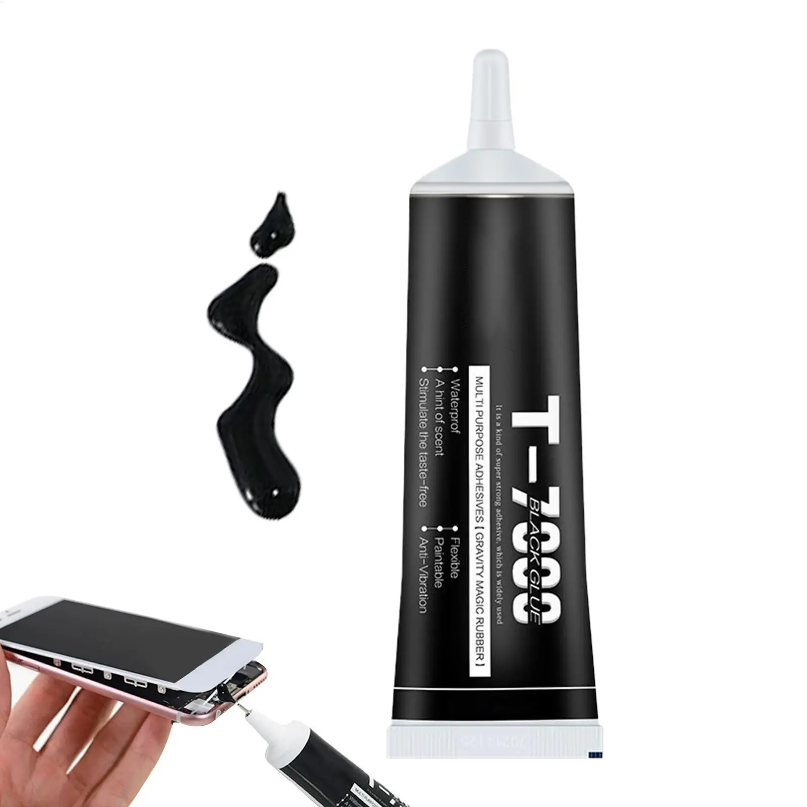 범용 DIY T7000 15ML 25ML 50ML 110ML 휴대폰 수리용 검정색 접착제 유리 플라스틱용 T-7000 접착제